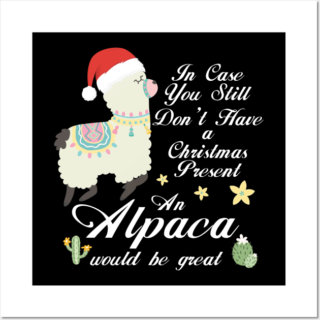 Alpaca Christmas Tshirt Animal Merry Christmas Gift Llama Wall Art by PomegranatePower